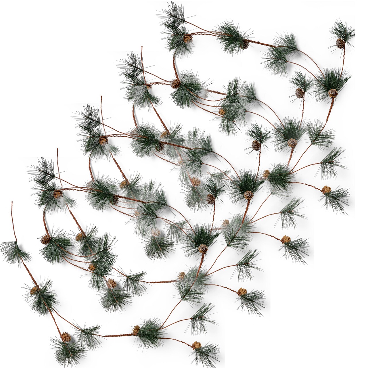 Ornativity Pinecone and Needles Garland - Pine Needles and Pinecone Rustic Xmas Holiday Decor Christmas Tree Natural Garland Decorations – 6 Ft (4 Pack)